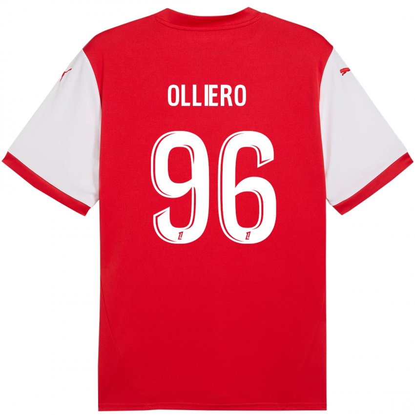 Børn Alexandre Olliero #96 Rød Hvid Hjemmebane Spillertrøjer 2024/25 Trøje T-Shirt