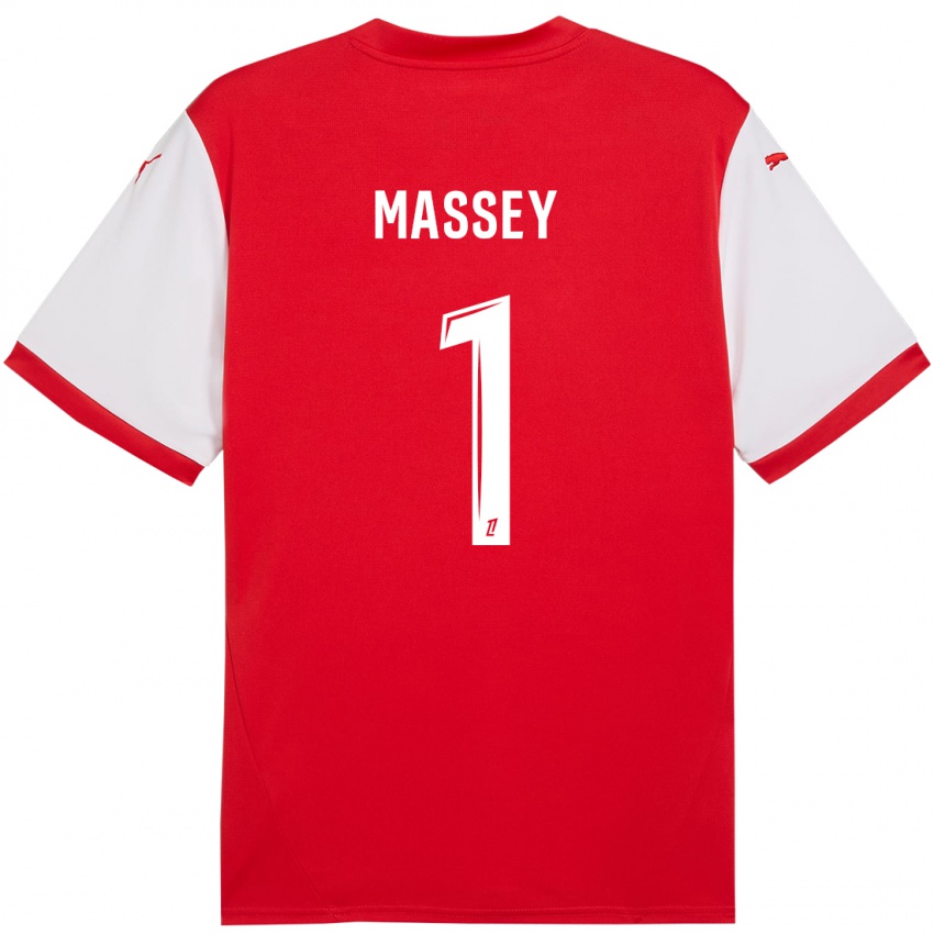 Børn Kayza Massey #1 Rød Hvid Hjemmebane Spillertrøjer 2024/25 Trøje T-Shirt