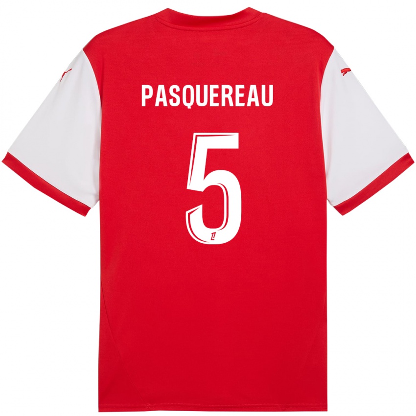 Børn Julie Pasquereau #5 Rød Hvid Hjemmebane Spillertrøjer 2024/25 Trøje T-Shirt