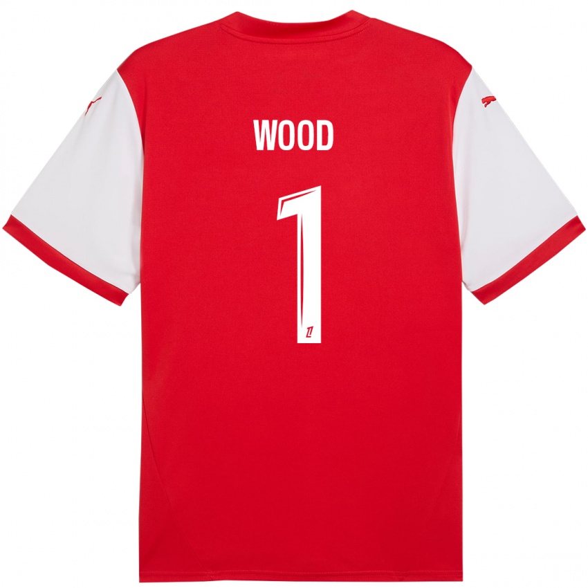 Børn Mackenzie Wood #1 Rød Hvid Hjemmebane Spillertrøjer 2024/25 Trøje T-Shirt