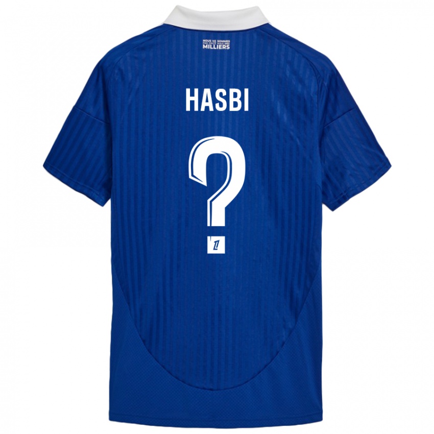 Børn Walid Hasbi #0 Blå Hvid Hjemmebane Spillertrøjer 2024/25 Trøje T-Shirt