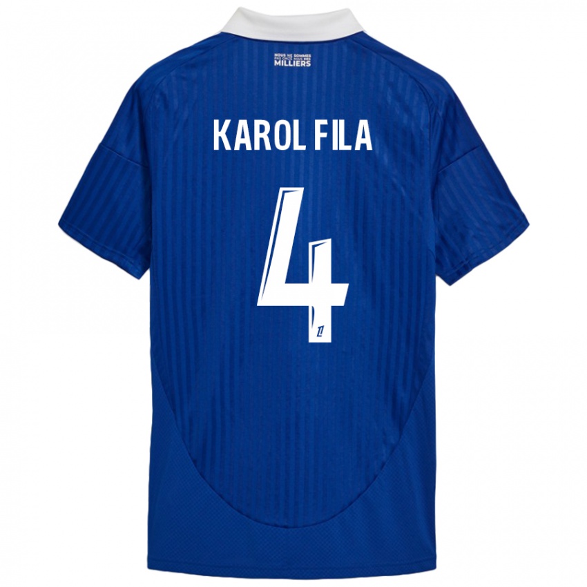 Børn Karol Fila #4 Blå Hvid Hjemmebane Spillertrøjer 2024/25 Trøje T-Shirt