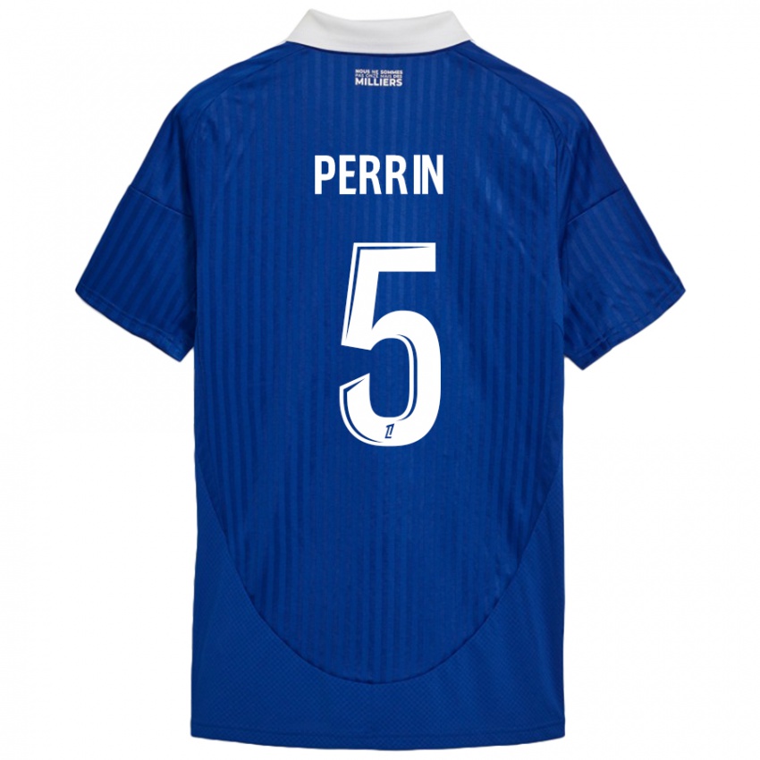 Børn Lucas Perrin #5 Blå Hvid Hjemmebane Spillertrøjer 2024/25 Trøje T-Shirt