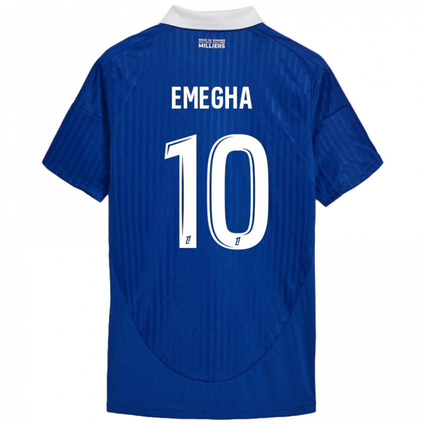 Børn Emanuel Emegha #10 Blå Hvid Hjemmebane Spillertrøjer 2024/25 Trøje T-Shirt