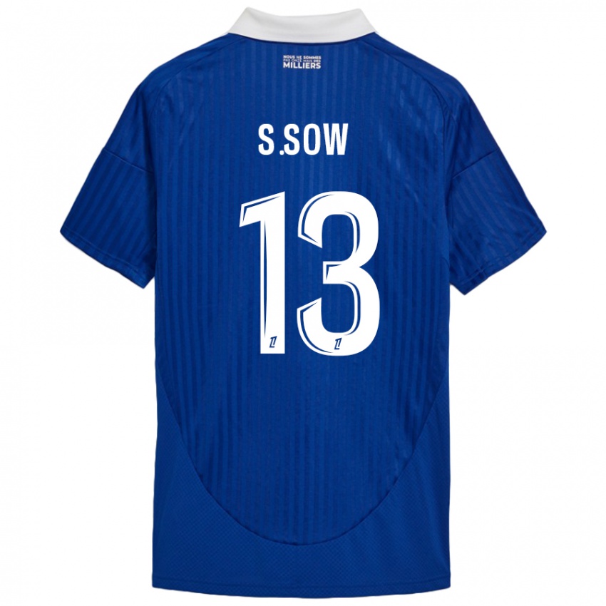 Børn Saïdou Sow #13 Blå Hvid Hjemmebane Spillertrøjer 2024/25 Trøje T-Shirt