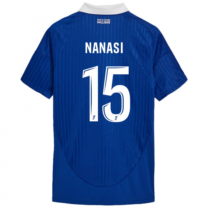 Børn Sebastian Nanasi #15 Blå Hvid Hjemmebane Spillertrøjer 2024/25 Trøje T-Shirt