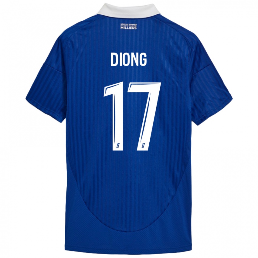 Børn Pape Diong #17 Blå Hvid Hjemmebane Spillertrøjer 2024/25 Trøje T-Shirt