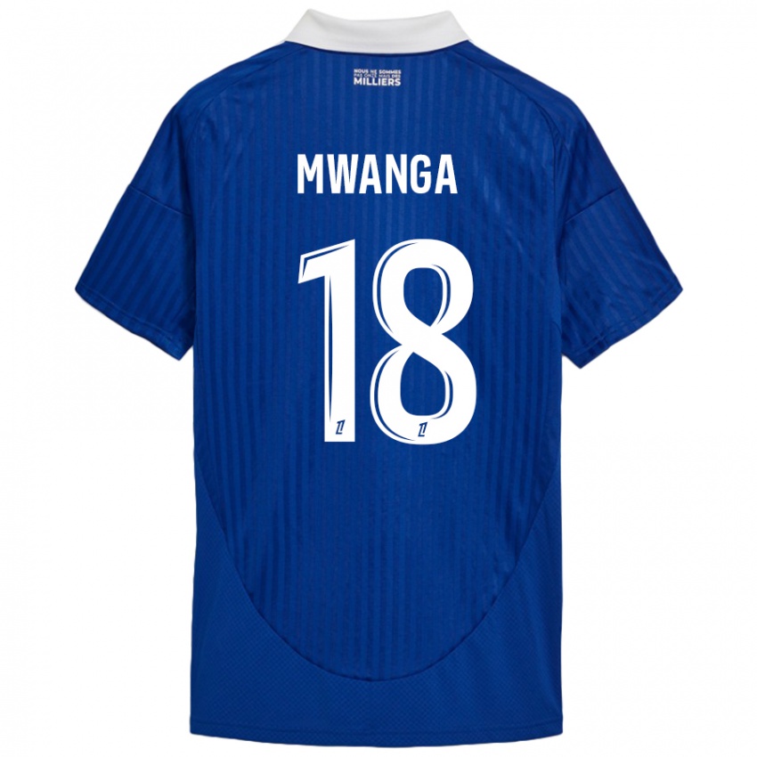 Børn Junior Mwanga #18 Blå Hvid Hjemmebane Spillertrøjer 2024/25 Trøje T-Shirt