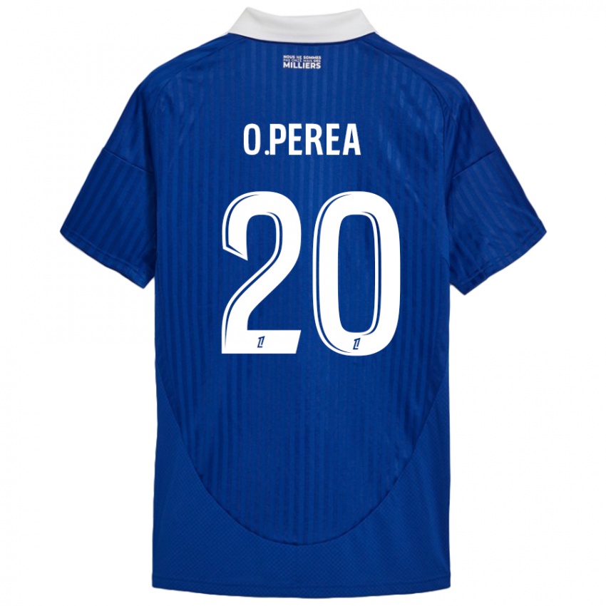 Børn Óscar Perea #20 Blå Hvid Hjemmebane Spillertrøjer 2024/25 Trøje T-Shirt