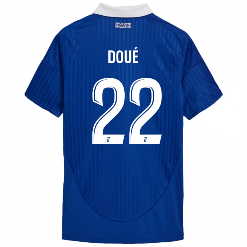 Børn Guéla Doué #22 Blå Hvid Hjemmebane Spillertrøjer 2024/25 Trøje T-Shirt