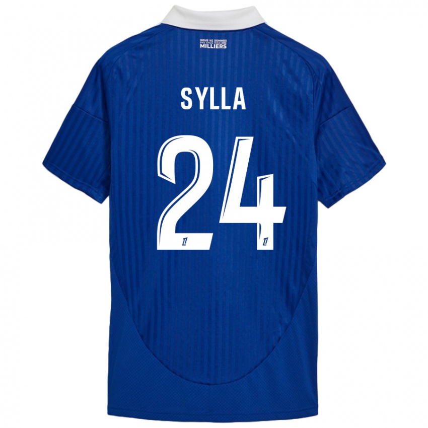 Børn Abakar Sylla #24 Blå Hvid Hjemmebane Spillertrøjer 2024/25 Trøje T-Shirt