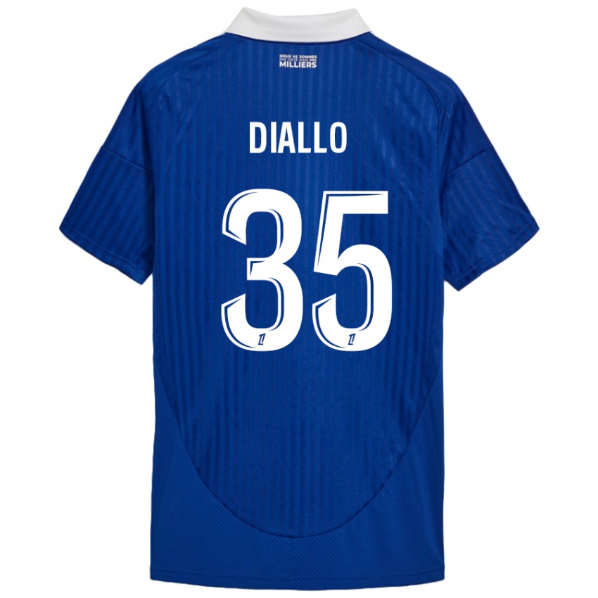 Børn Tidiane Diallo #35 Blå Hvid Hjemmebane Spillertrøjer 2024/25 Trøje T-Shirt