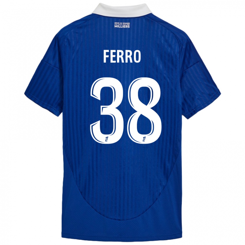 Børn Nolan Ferro #38 Blå Hvid Hjemmebane Spillertrøjer 2024/25 Trøje T-Shirt