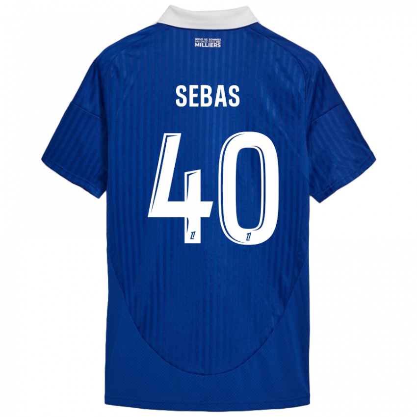 Børn Jérémy Sebas #40 Blå Hvid Hjemmebane Spillertrøjer 2024/25 Trøje T-Shirt