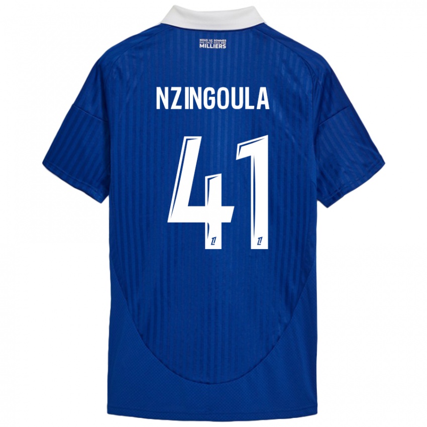 Børn Rabby Nzingoula #41 Blå Hvid Hjemmebane Spillertrøjer 2024/25 Trøje T-Shirt