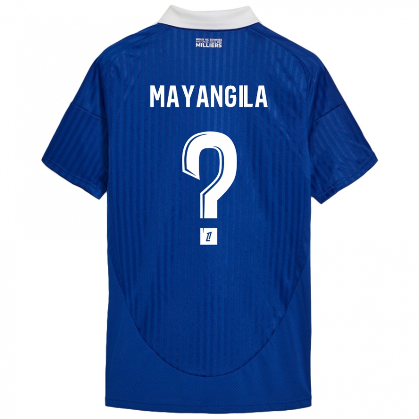 Børn Ryan Tutu Mayangila #0 Blå Hvid Hjemmebane Spillertrøjer 2024/25 Trøje T-Shirt