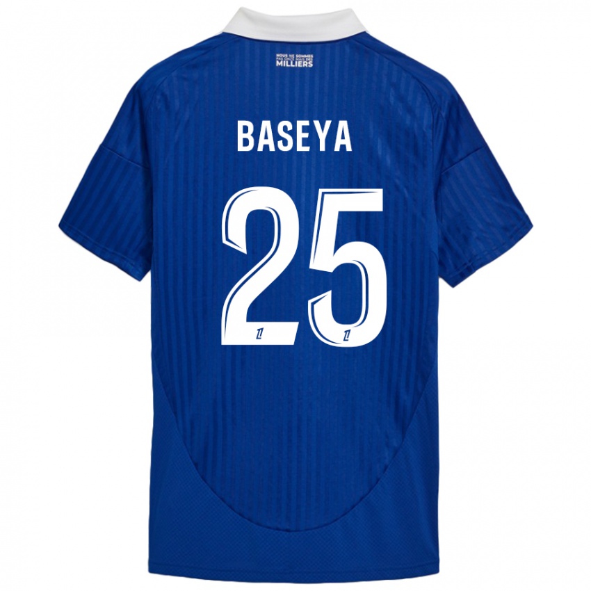 Børn Steven Baseya #25 Blå Hvid Hjemmebane Spillertrøjer 2024/25 Trøje T-Shirt