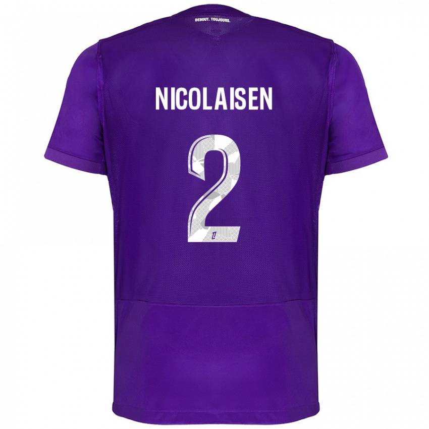 Børn Rasmus Nicolaisen #2 Lilla Hvid Hjemmebane Spillertrøjer 2024/25 Trøje T-Shirt