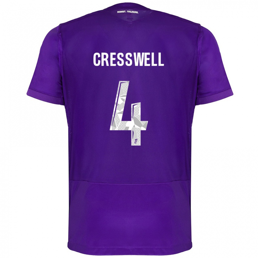 Børn Charlie Cresswell #4 Lilla Hvid Hjemmebane Spillertrøjer 2024/25 Trøje T-Shirt