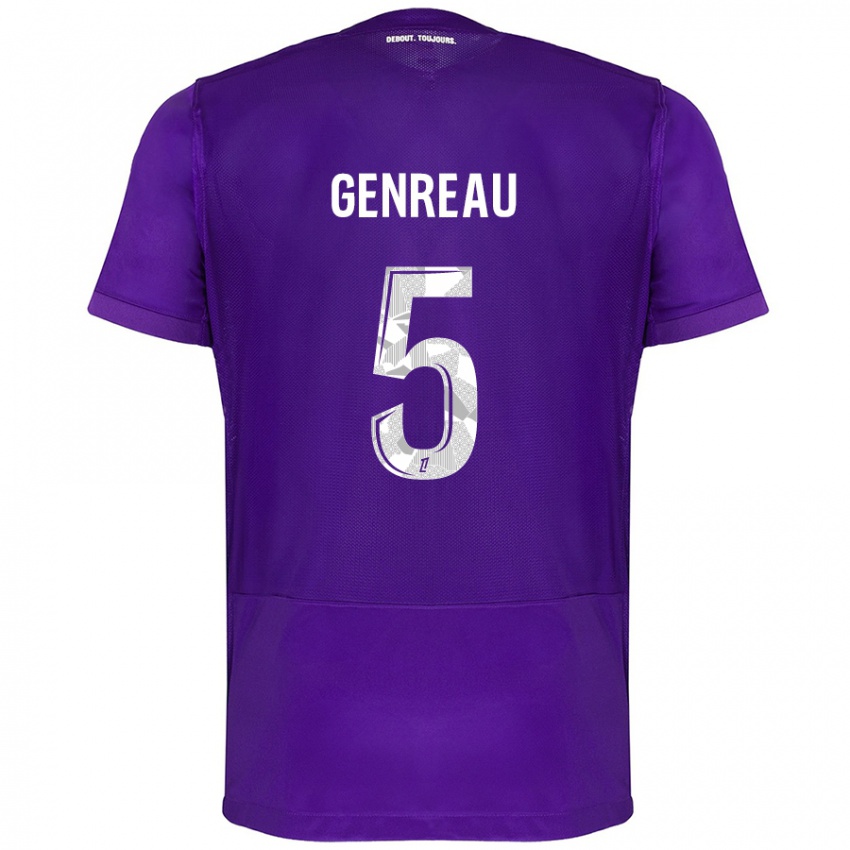 Børn Denis Genreau #5 Lilla Hvid Hjemmebane Spillertrøjer 2024/25 Trøje T-Shirt