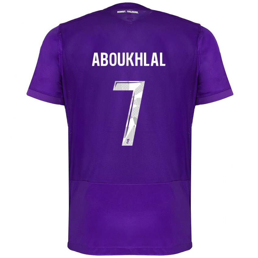 Børn Zakaria Aboukhlal #7 Lilla Hvid Hjemmebane Spillertrøjer 2024/25 Trøje T-Shirt