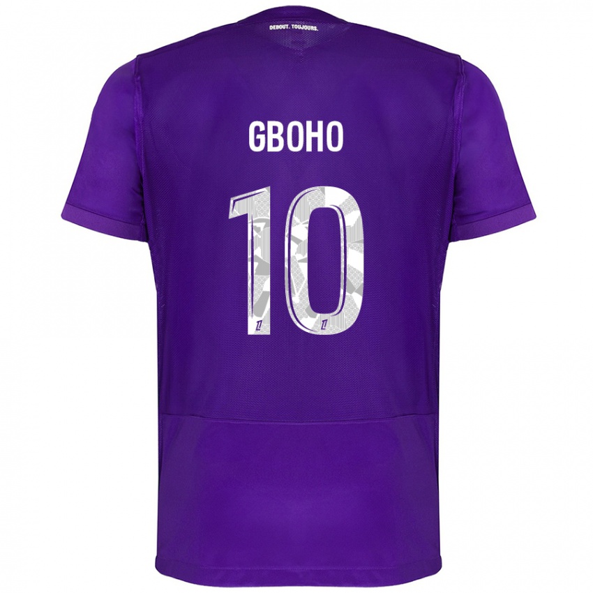 Børn Yann Gboho #10 Lilla Hvid Hjemmebane Spillertrøjer 2024/25 Trøje T-Shirt