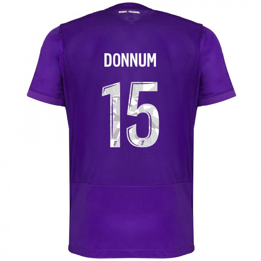 Børn Aron Dønnum #15 Lilla Hvid Hjemmebane Spillertrøjer 2024/25 Trøje T-Shirt