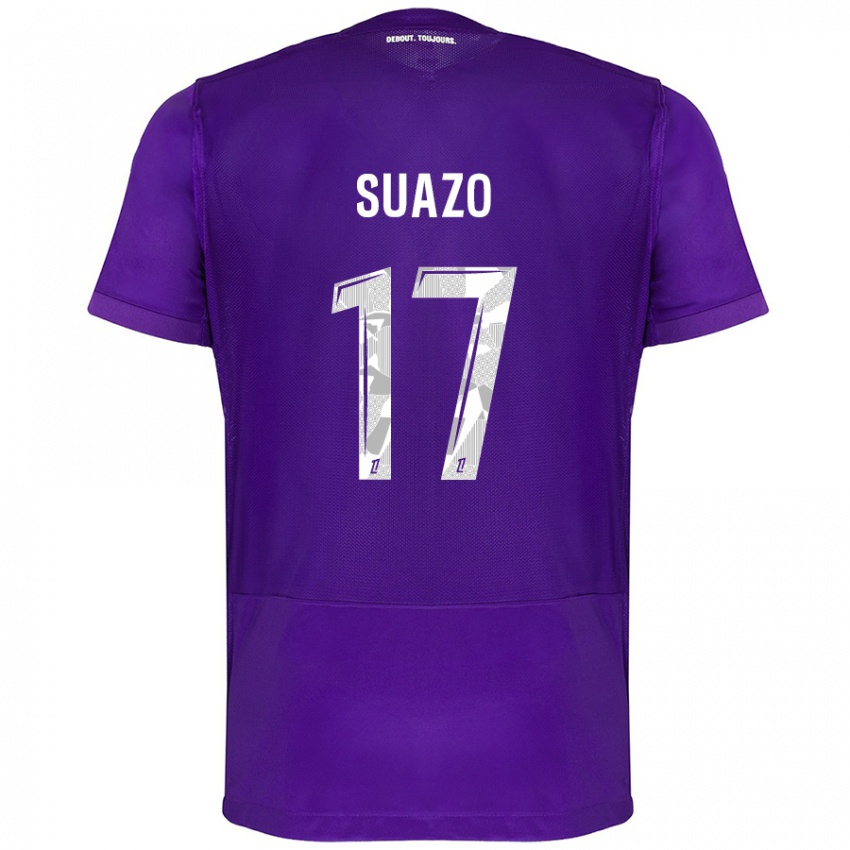 Børn Gabriel Suazo #17 Lilla Hvid Hjemmebane Spillertrøjer 2024/25 Trøje T-Shirt