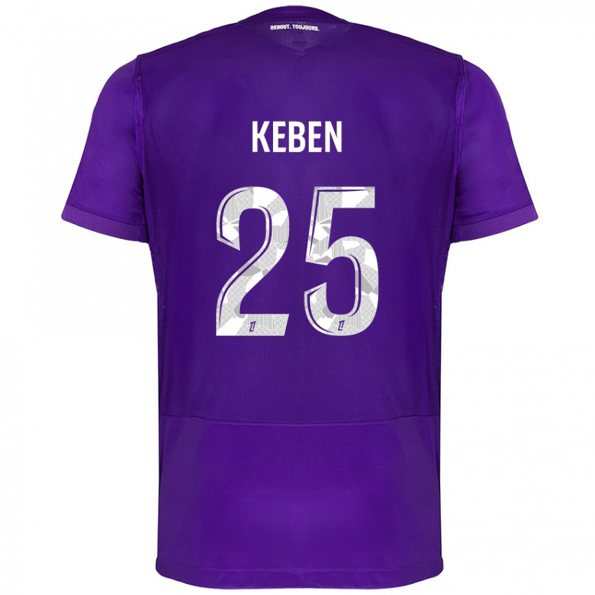 Børn Kévin Keben #25 Lilla Hvid Hjemmebane Spillertrøjer 2024/25 Trøje T-Shirt