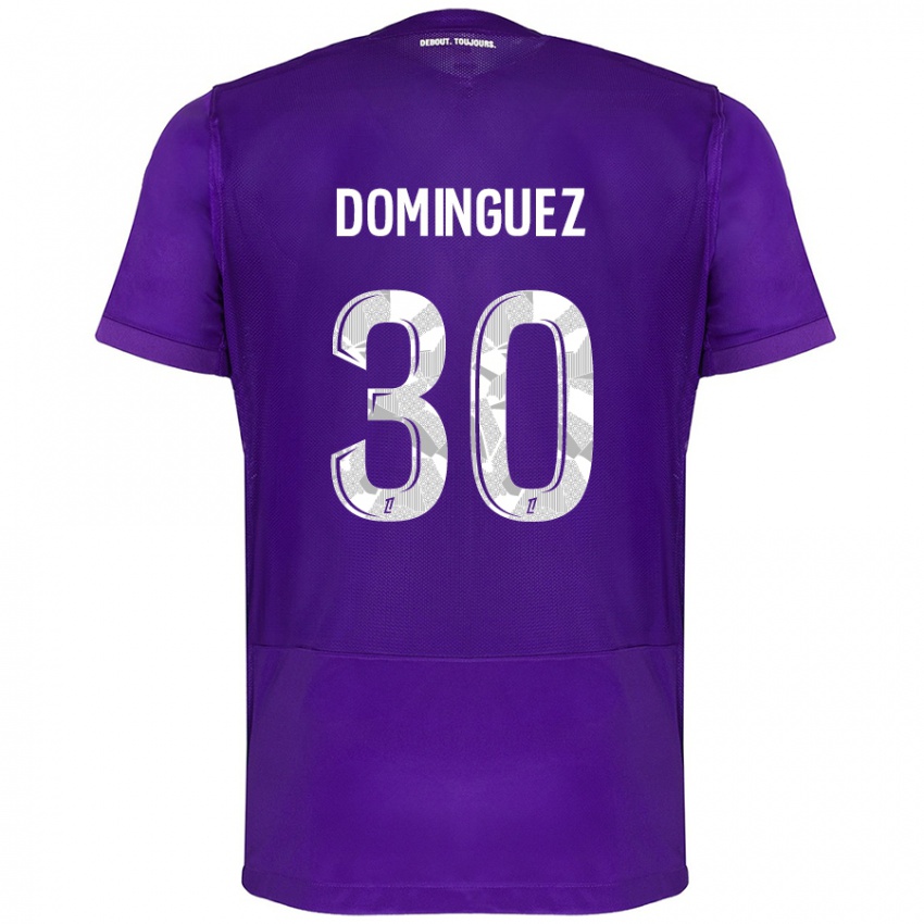 Børn Álex Domínguez #30 Lilla Hvid Hjemmebane Spillertrøjer 2024/25 Trøje T-Shirt