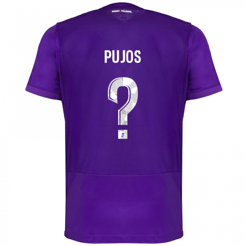 Børn Clément Pujos #0 Lilla Hvid Hjemmebane Spillertrøjer 2024/25 Trøje T-Shirt