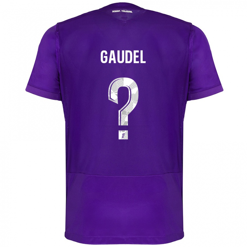 Børn Raphaël Gaudel #0 Lilla Hvid Hjemmebane Spillertrøjer 2024/25 Trøje T-Shirt