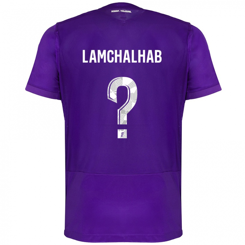 Børn Merwan Lamchalhab #0 Lilla Hvid Hjemmebane Spillertrøjer 2024/25 Trøje T-Shirt