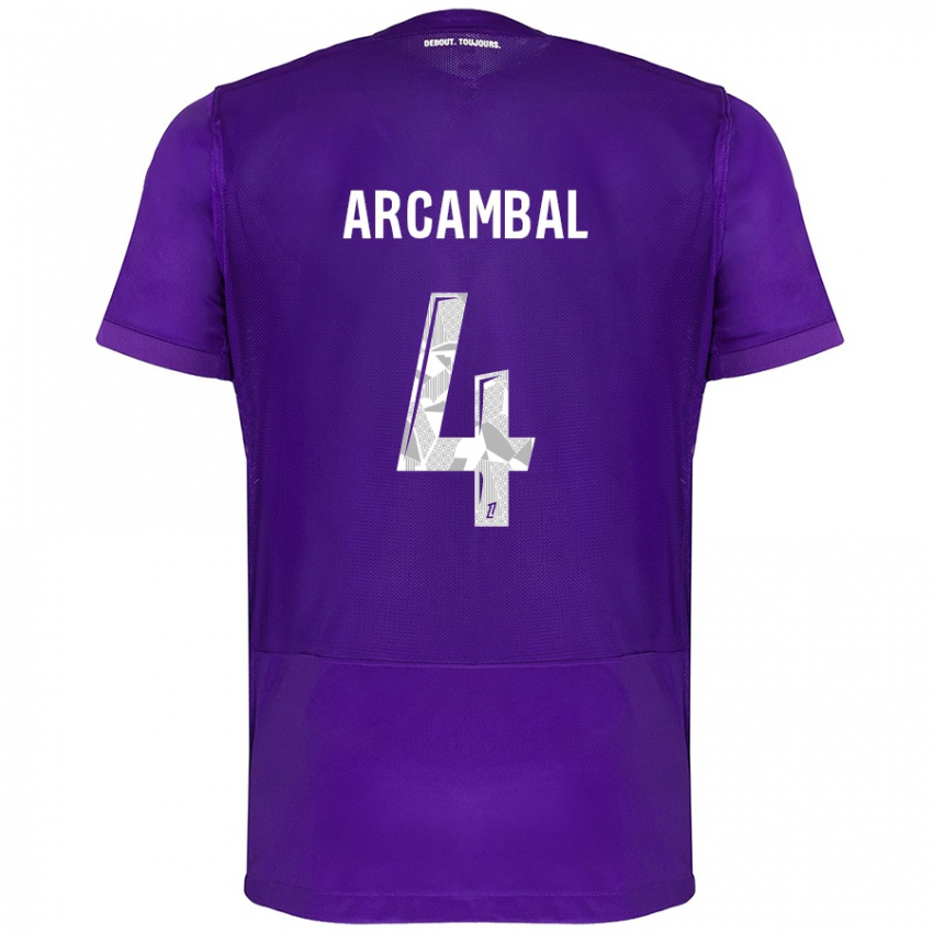 Børn Anais Arcambal #4 Lilla Hvid Hjemmebane Spillertrøjer 2024/25 Trøje T-Shirt