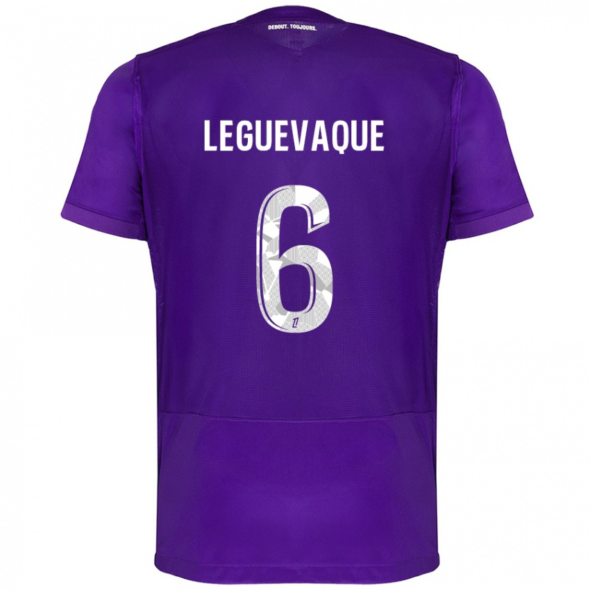 Børn Laurie Leguevaque #6 Lilla Hvid Hjemmebane Spillertrøjer 2024/25 Trøje T-Shirt