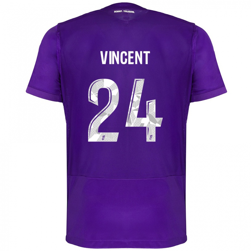 Børn Magalie Vincent #24 Lilla Hvid Hjemmebane Spillertrøjer 2024/25 Trøje T-Shirt