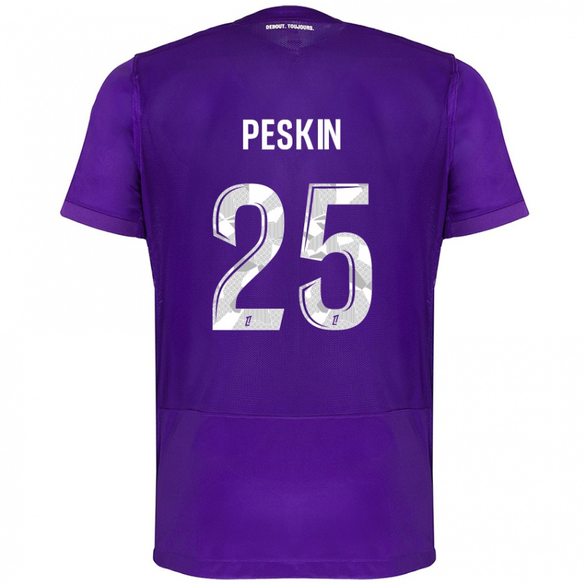 Børn Kelso Peskin #25 Lilla Hvid Hjemmebane Spillertrøjer 2024/25 Trøje T-Shirt