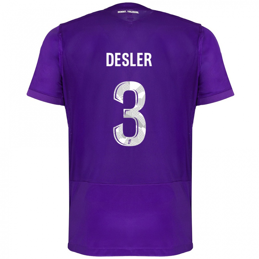 Børn Mikkel Desler #3 Lilla Hvid Hjemmebane Spillertrøjer 2024/25 Trøje T-Shirt