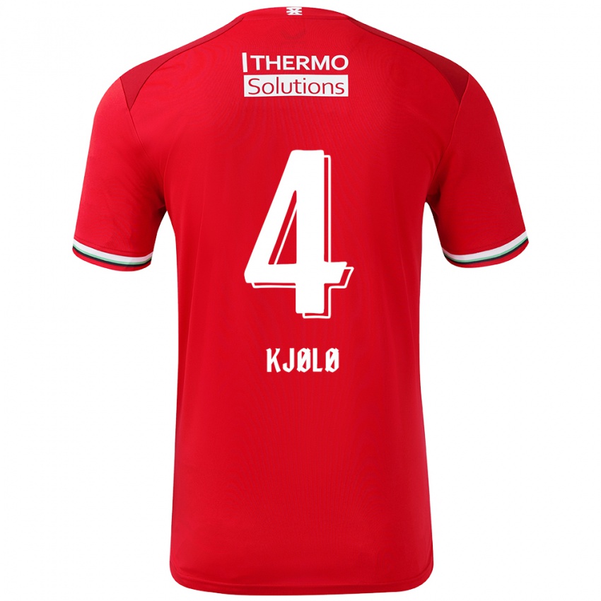 Børn Mathias Kjølø #4 Rød Hvid Hjemmebane Spillertrøjer 2024/25 Trøje T-Shirt