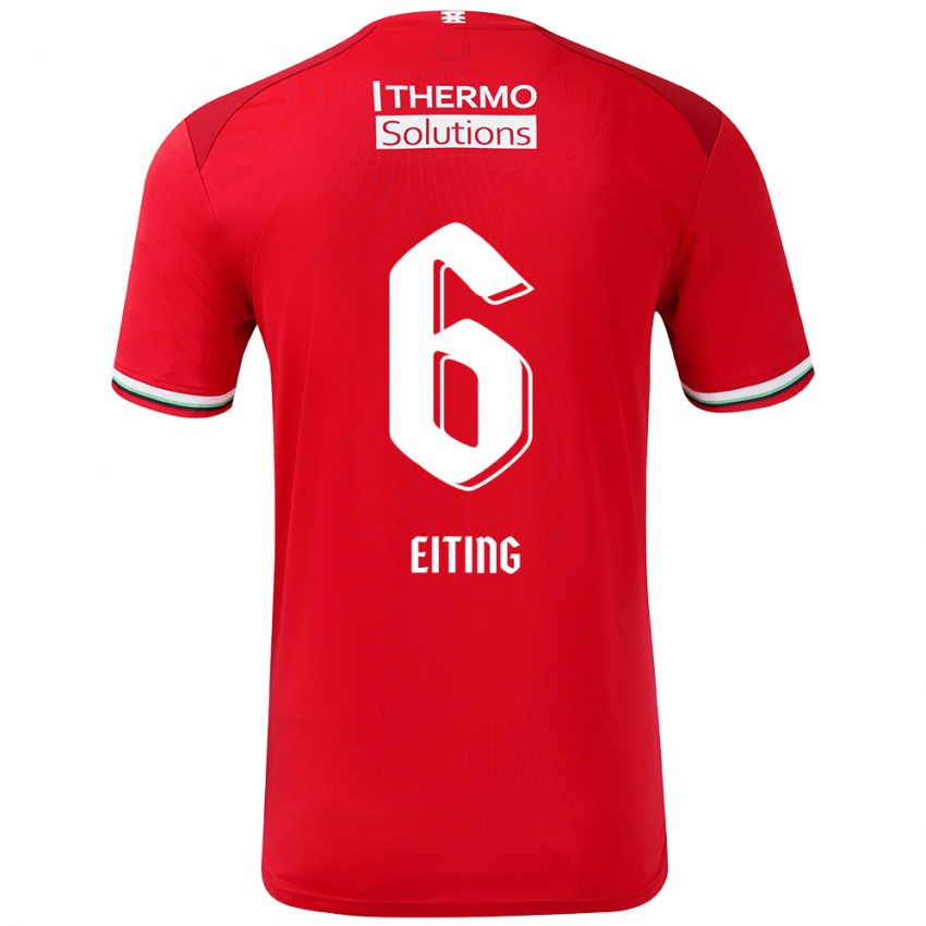 Børn Carel Eiting #6 Rød Hvid Hjemmebane Spillertrøjer 2024/25 Trøje T-Shirt