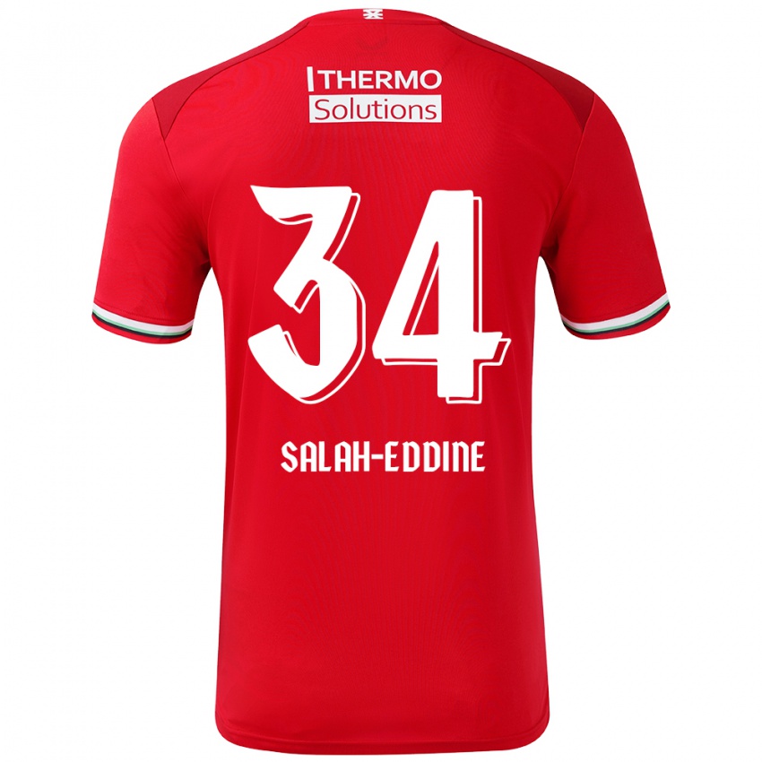 Børn Anass Salah-Eddine #34 Rød Hvid Hjemmebane Spillertrøjer 2024/25 Trøje T-Shirt