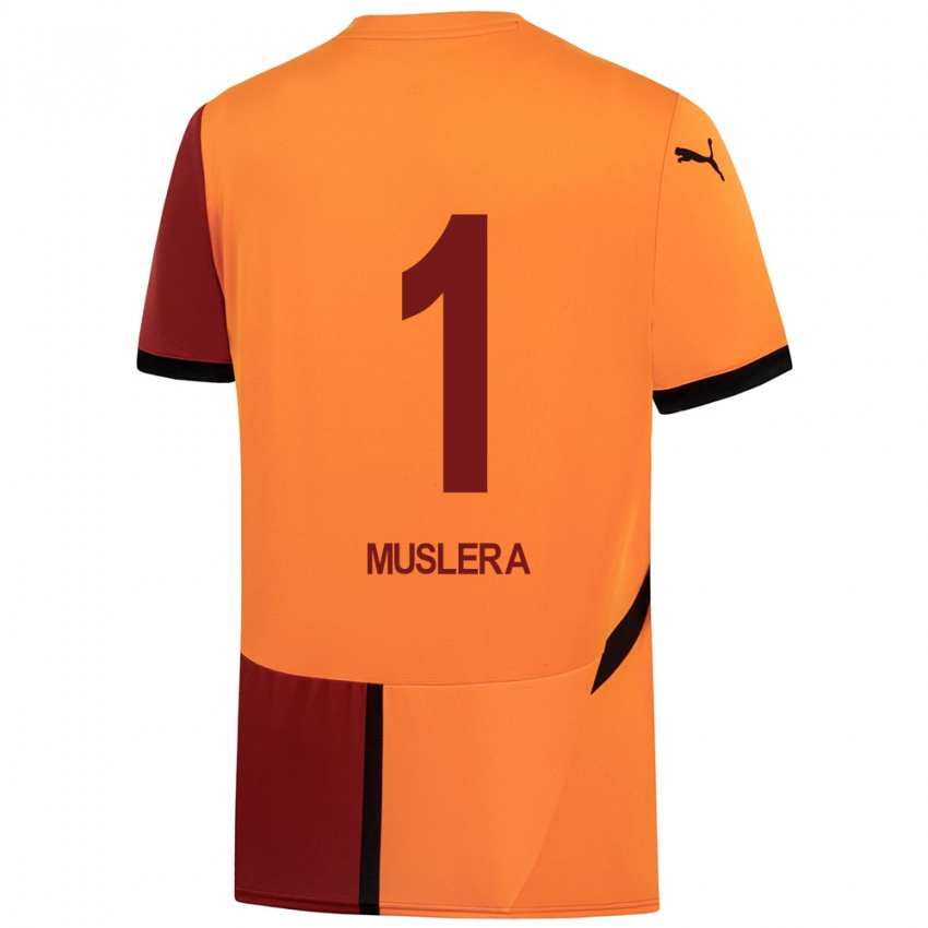 Børn Fernando Muslera #1 Gul Rød Hjemmebane Spillertrøjer 2024/25 Trøje T-Shirt