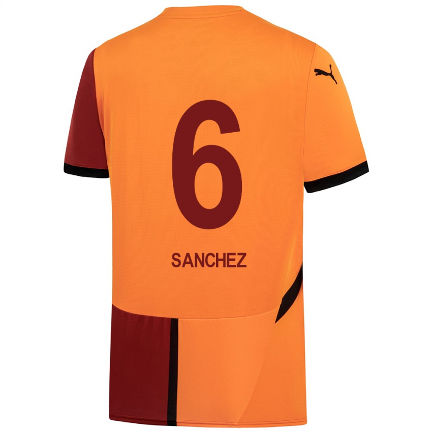 Børn Davinson Sanchez #6 Gul Rød Hjemmebane Spillertrøjer 2024/25 Trøje T-Shirt