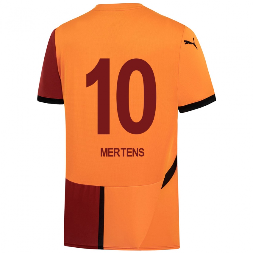 Børn Dries Mertens #10 Gul Rød Hjemmebane Spillertrøjer 2024/25 Trøje T-Shirt