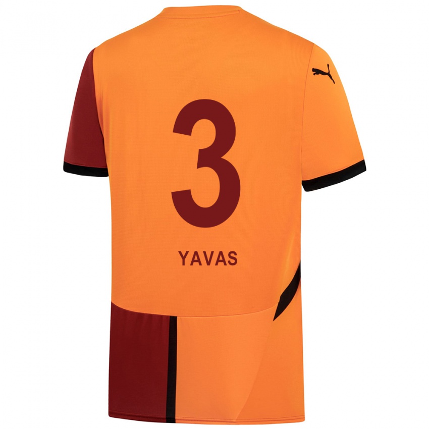 Børn Arda Yavas #3 Gul Rød Hjemmebane Spillertrøjer 2024/25 Trøje T-Shirt