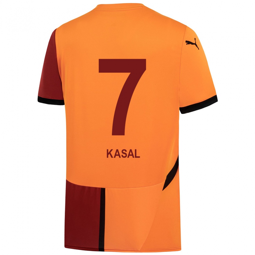 Børn Yasin Kasal #7 Gul Rød Hjemmebane Spillertrøjer 2024/25 Trøje T-Shirt