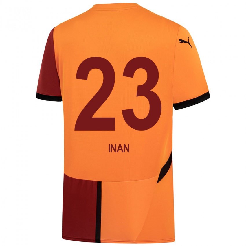 Børn Müge İnan #23 Gul Rød Hjemmebane Spillertrøjer 2024/25 Trøje T-Shirt