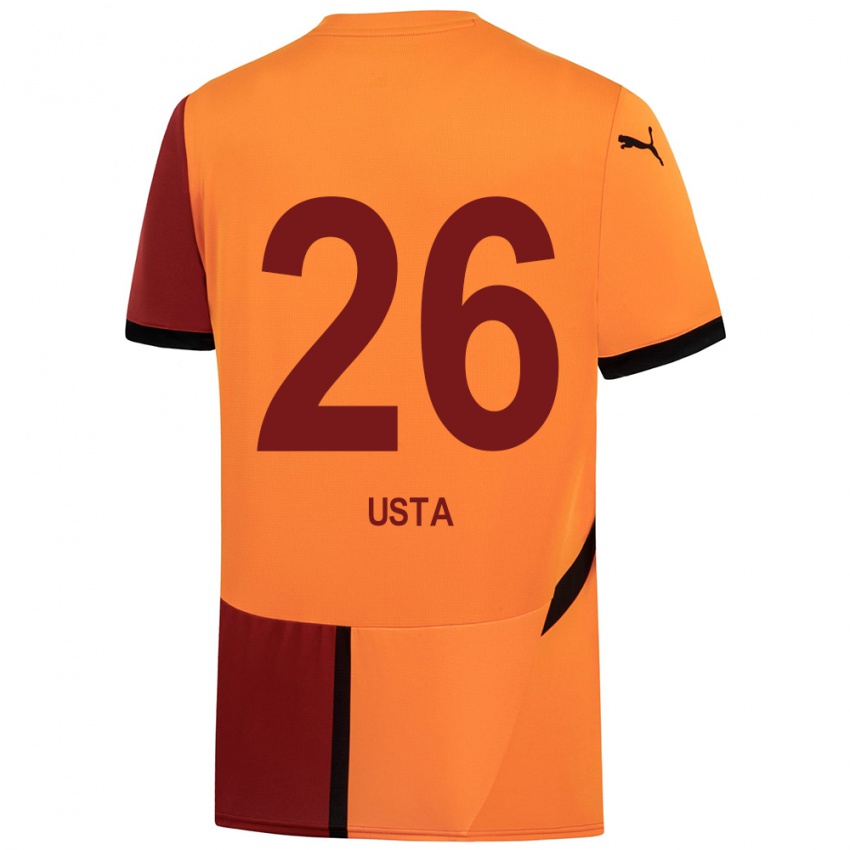 Børn Alanur Usta #26 Gul Rød Hjemmebane Spillertrøjer 2024/25 Trøje T-Shirt