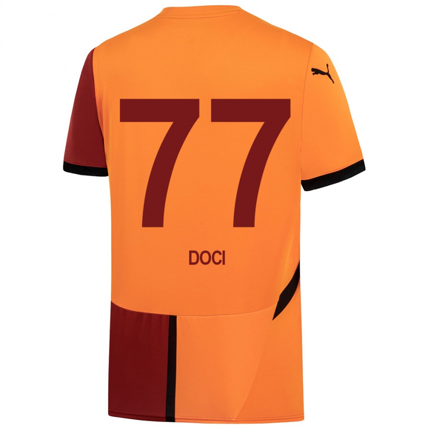 Børn Megi Doci #77 Gul Rød Hjemmebane Spillertrøjer 2024/25 Trøje T-Shirt