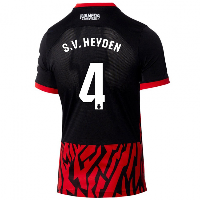 Børn Siebe Van Der Heyden #4 Sort Rød Hjemmebane Spillertrøjer 2024/25 Trøje T-Shirt